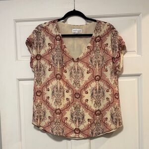 Gibson Latimer Beige and mauve Floral Blouse